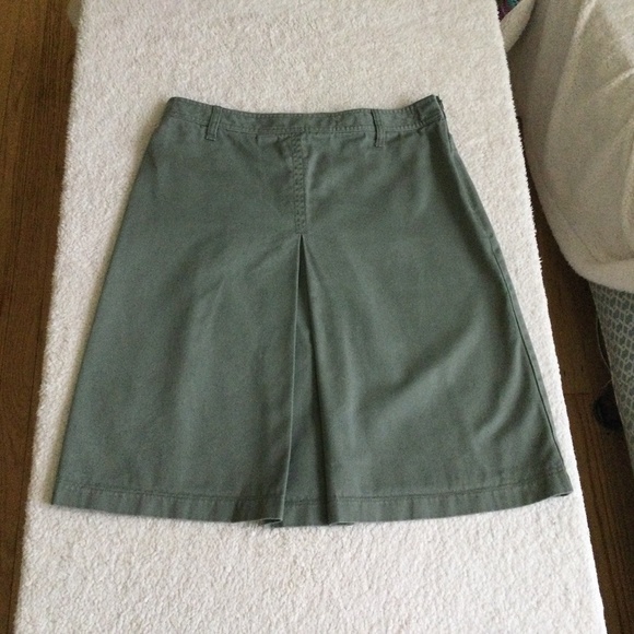 Vintage J. Crew Army Green Inverted Pleat A-line Skirt - Sz 6 - Picture 2 of 11